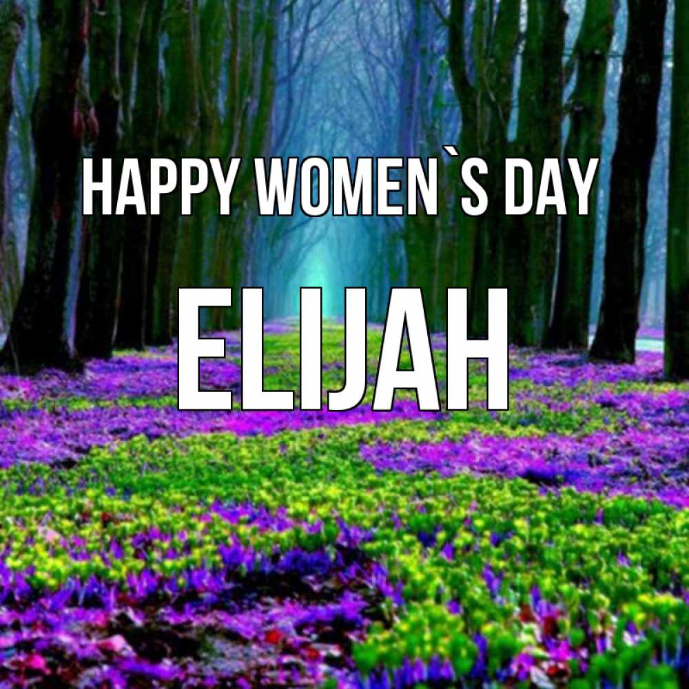 Greetings card с именем, Elijah happy women`s day фиолетовые цветы в лесу 1 Greetings with text for free download 